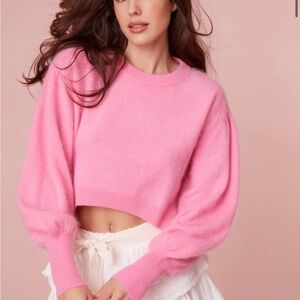 LoveShackFancy Candela Cashmere Pullover French Pink  Size P NWT